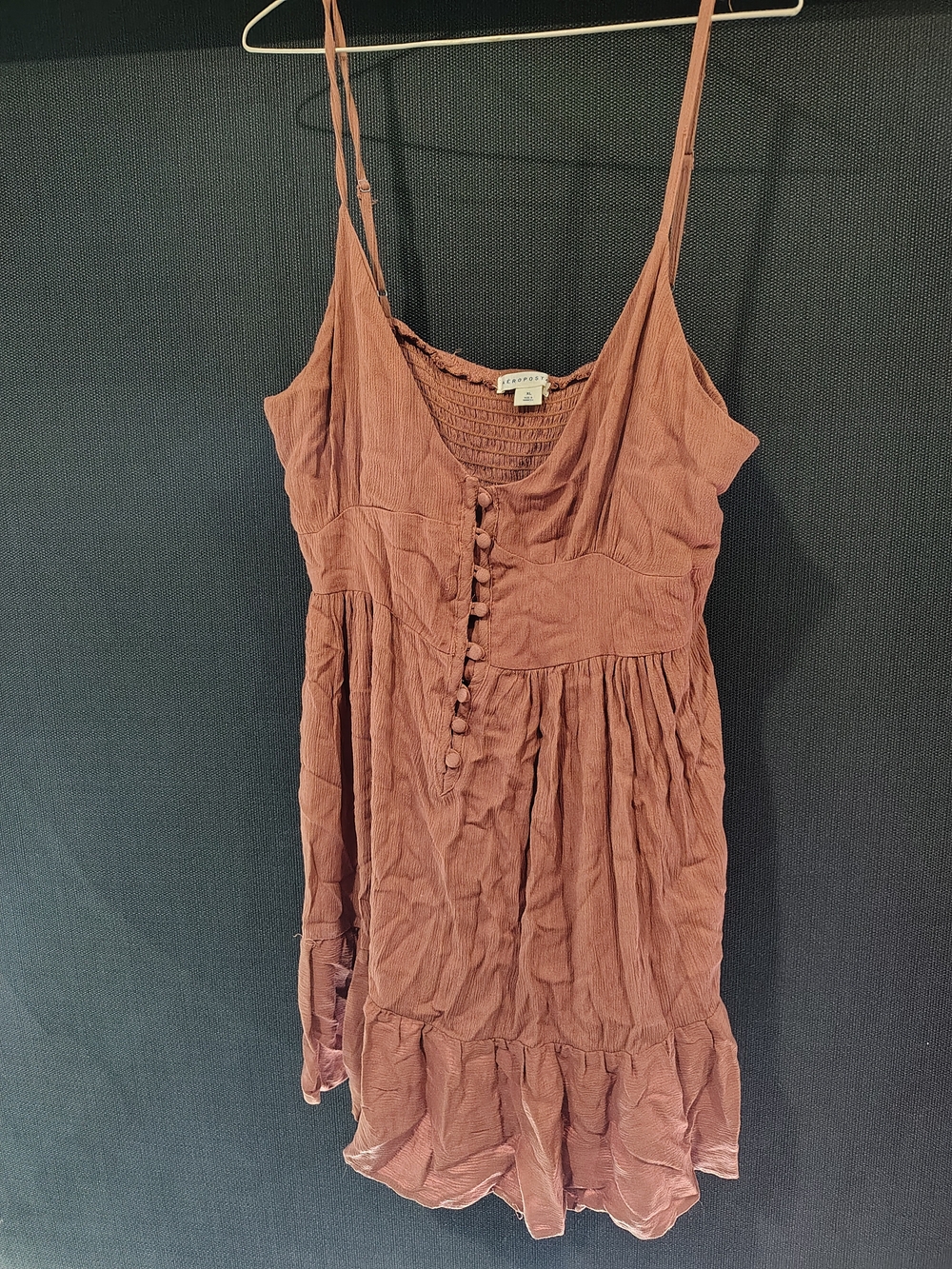 Aeropostale Rust Brown Button-Front Spaghetti Strap Dress
